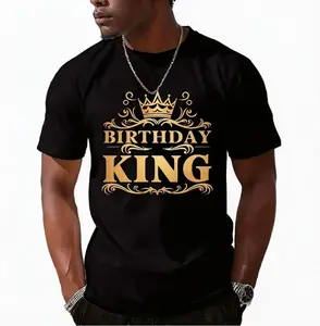 [Cool Birthday King Tee] Casual Birthday King Men's Short-sleeved T-shirt - Comfortable and Versatile Daily Spring and Summer Clothing