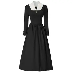 Pilgrim Style Dress- Black with White Collar and Long Sleeves Classic Style Women's Clothing