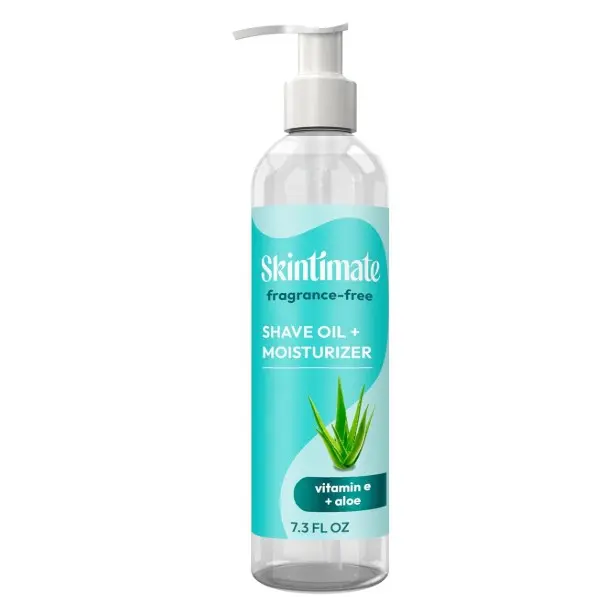 2-in-1 Shave Oil & Moisturizer, Fragrance Free, 7.3oz | Shaving Oil, After Shave for Women Bikini Area Moisturizer with Vitamin E and Aloe, Shaving Cream Alternative, 7.3 fl oz