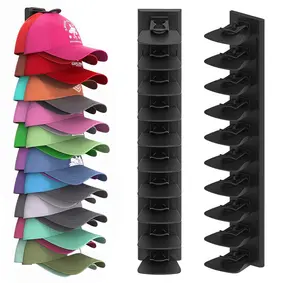Closet Door Hat Organizer Wall Mount Heavy Duty 2-Pack for 40 Caps with Anti-Drop Tech No Drilling Adhesive & Screw Installation Black Hat Racks [Multi-warehouse shipping】 2026