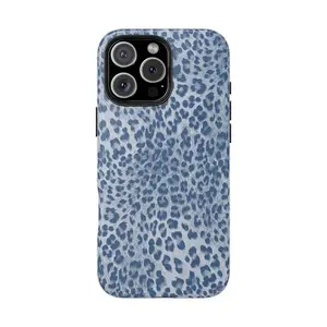 Blue Cheetah Phone Case, Protective Cute Trendy Aesthetic Accessories Suitable for iphone 17 16 15 14 13 12 11 Xr X,Samsung, and other series models.Aesthetic Teen Case, Phone Cover