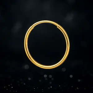 14K Yellow Gold Endless Hoop Nose Ring Piercing for Womens Girls 9x9mm