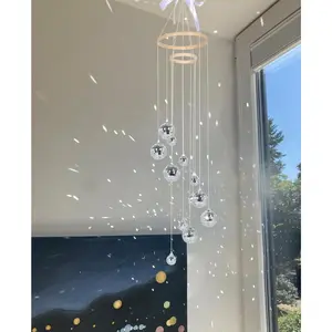 35inch Hanging Disco Ball Spinner - Handmade Large Mirror Ball Decoration Suitable for Parties, Weddings, Birthdays |   Home decorations suitable for indoor and outdoor use, applicable for windows, living rooms, and gardens
