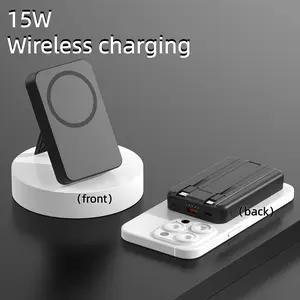 10000mah 22.5w Magnetic Power Bank, 15w Wireless Fast Charging, 2 Cables & Stand, Portable Powerbank for iPhone 17/16/15/14/13/12 Series External Battery Pack, Multi Charger Power Bank