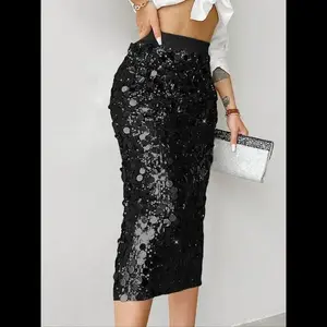 Women's Glitter   Sequins Midi Skirt, Elegant Fashion Skirt for Party Club Dating, Ladies Summer Clothes