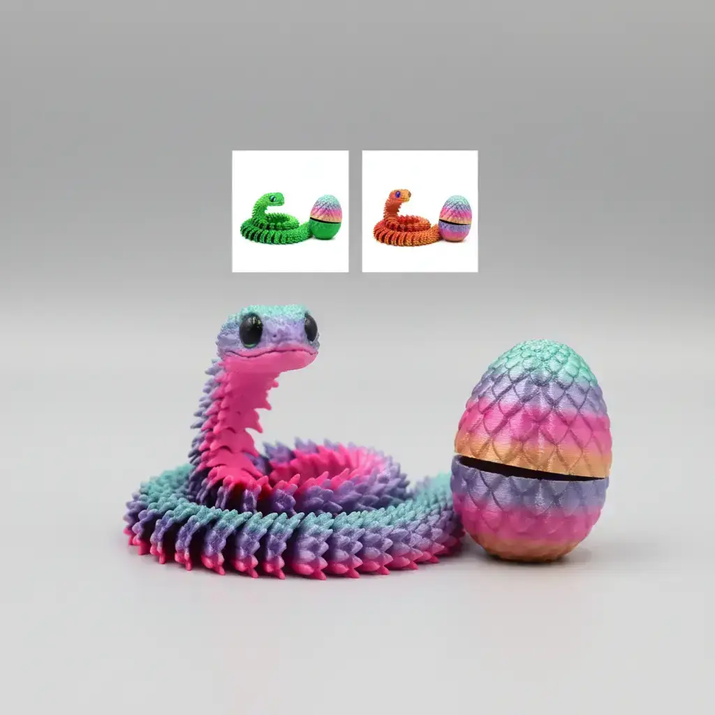 3D Printed Snake and Surprise Egg Set, Articulating Animal Figurines, Joint-Moving Hinge Viper Inside, Colorful Home Office Decor, Perfect Gift for Easter Halloween Christmas #TOP PICKS