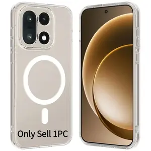 For OnePlus 15 Case ELVEV Magnetic Anti-fingerprint Hard PC TPU Transparent Phone Cover