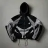 Splicing Contrasting Hooded Jacket Couple Fashion Casual Zip Cardigan Jacket Street Clothing Hem Adjustable Daily Wear