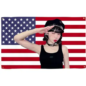 Kim Chaewone America Tapestry 3X5 Feet,Kim Chaewone USA flag Poster American flag tapestry for Bedroom Living room dorm wall with Brass Grommets Vivid Color and Fade Proof Decorations