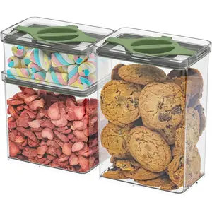 Leakproof  Storage Container Set with Twist-Lock , 3-Pack  Stackable Pantry Canisters for Sugar, Flour, Pasta, Snacks(0.8qt (3.2 Cup), 1.9qt (7.6 Cup), 3qt (12 Cup)- Green