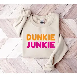 Dunkie Junkie Sweatshirt, Cute & Cozy Crewneck for Dunkin' Donut Lovers, Multiple Color Options Available