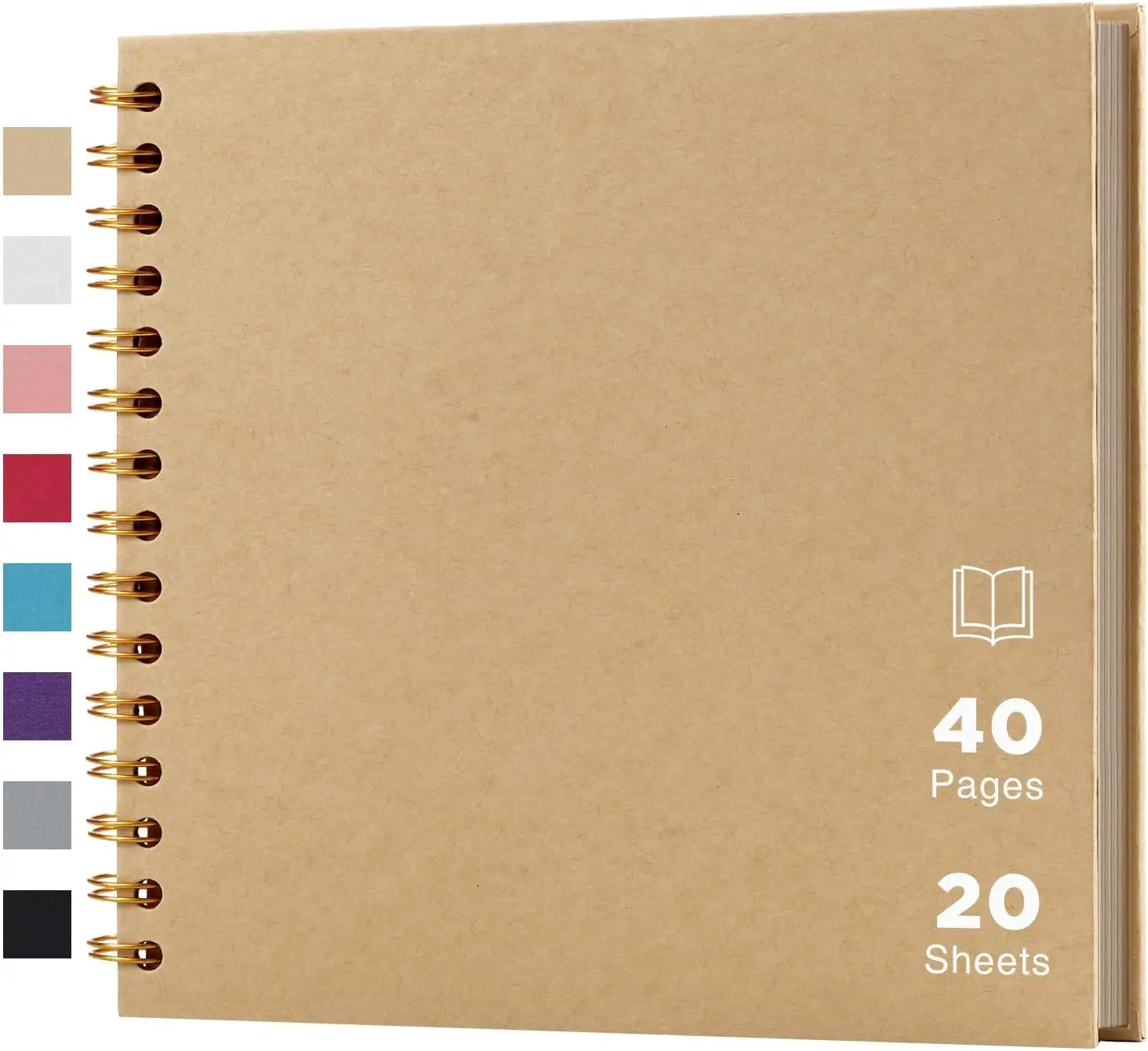 8 x 8 Inch DIY Scrapbook Album 40 Pages with Kraft Paper, Yellow | Thick Kraft Paper Scrap Book Photo Albums, Memory Book for Wedding, Anniversary, Baby, Family, Travel, DIY Projects
