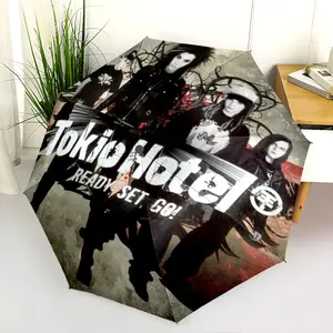 Tokio Hotel (1) New printed universal umbrella, automatic folding umbrella, portable foldable travel umbrella, Lightweight foldable umbrella, outdoor umbrella, Black Friday, Christmas, and birthday gift.