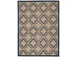 212 MAIN Moroccan Motif Trellis Rectangle Area Rug, 3ft6in x 5ft6in, Navy Blue, Contemporary Decorative Modern Geometric Rug, Flat Weave, Stain-Resistant, High-Traffic Indoor/Outdoor Home Furnishing