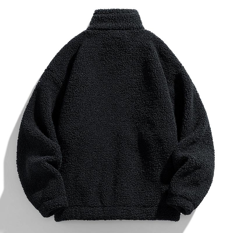 Men's Winter Sherpa Fleece Jacket with Stand Collar, Full Zip Closure, Loose Fit for Functional Style, Suitable for Casual Wear