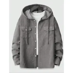 Men's Solid Color Corduroy Jacket, Regular Fit Casual Comfy Warm Fashion Comfy Long Sleeve Button Front Outerwear for Daily Wear, Men's Clothes for All Seasons