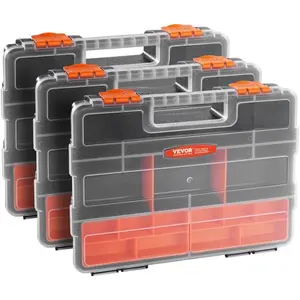 VEVOR Small Parts Organizer, 34 - Compartment Double Side Tools Organizer Box with 24 Removable Dividers, PP Hardware Storage Box with Safety Latch Portable Handle for Nuts, Bolts, Screws, NailsVEVOR Super Brand Day