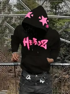 Men's Personalized Print Hoodie, Trendy Street Style, Soft Breathable Fabric, Fitted Casual Wear, Fall & Winter Fashion