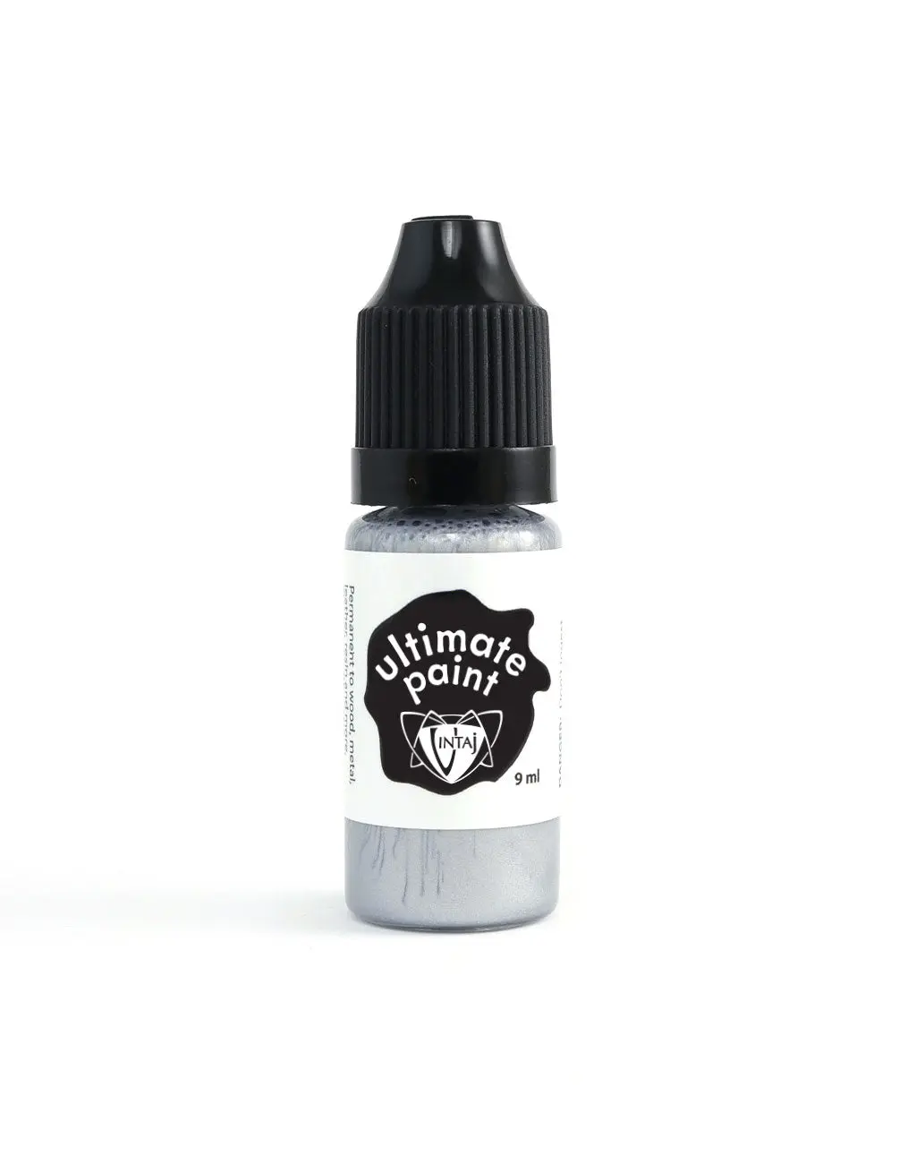 Vintaj Low-Odor Automotive Metallic Paint, Nouveau Silver, 9mL, Suitable for Wood-Metal-Resin Surfaces