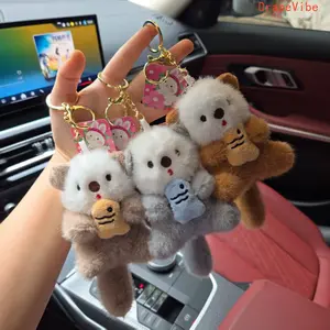 Cute Heart Shaped Otter Plush Keychain Adorable Animal Pendant Soft Stuffed Decor Versatile Accessory For Daily Key And Bag Decoration