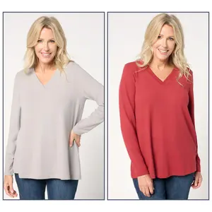 Denim & Co. Essentials Heavenly Jersey 2-Pack Swing Top