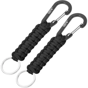 Paracord Keychain Carabiner Key Chain Lanyard Braided with Aluminum Clip Ring for Water Bottle Backpack Men Women Camping Hiking Outdoor Gear