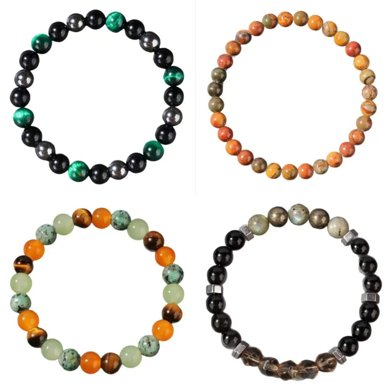 Natural Crystal Protection & Anxiety Relief Bracelets Collection - 4 Styles for Energy Shielding, Emotional Calm, & Empath Support | Handmade Gemstone Intentional Bracelets