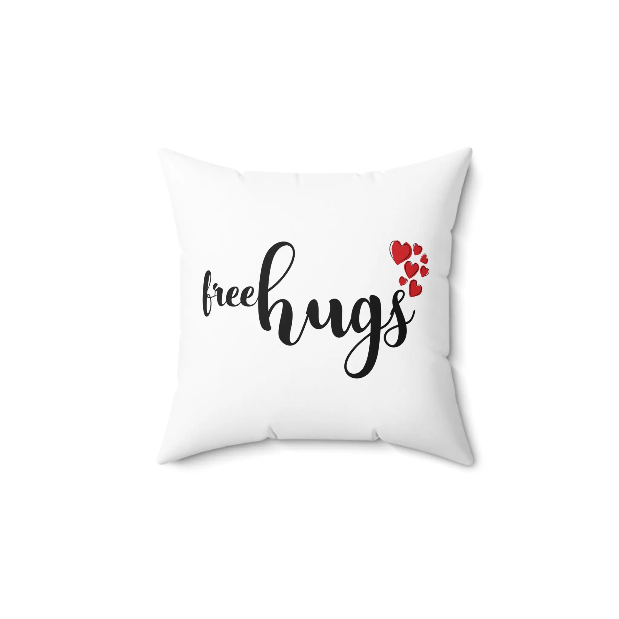 Free Hugs Pillow - 14"x14" Comfort Throw Pillow for Grief & Anxiety with "Free Hugs" Print and Heart Design