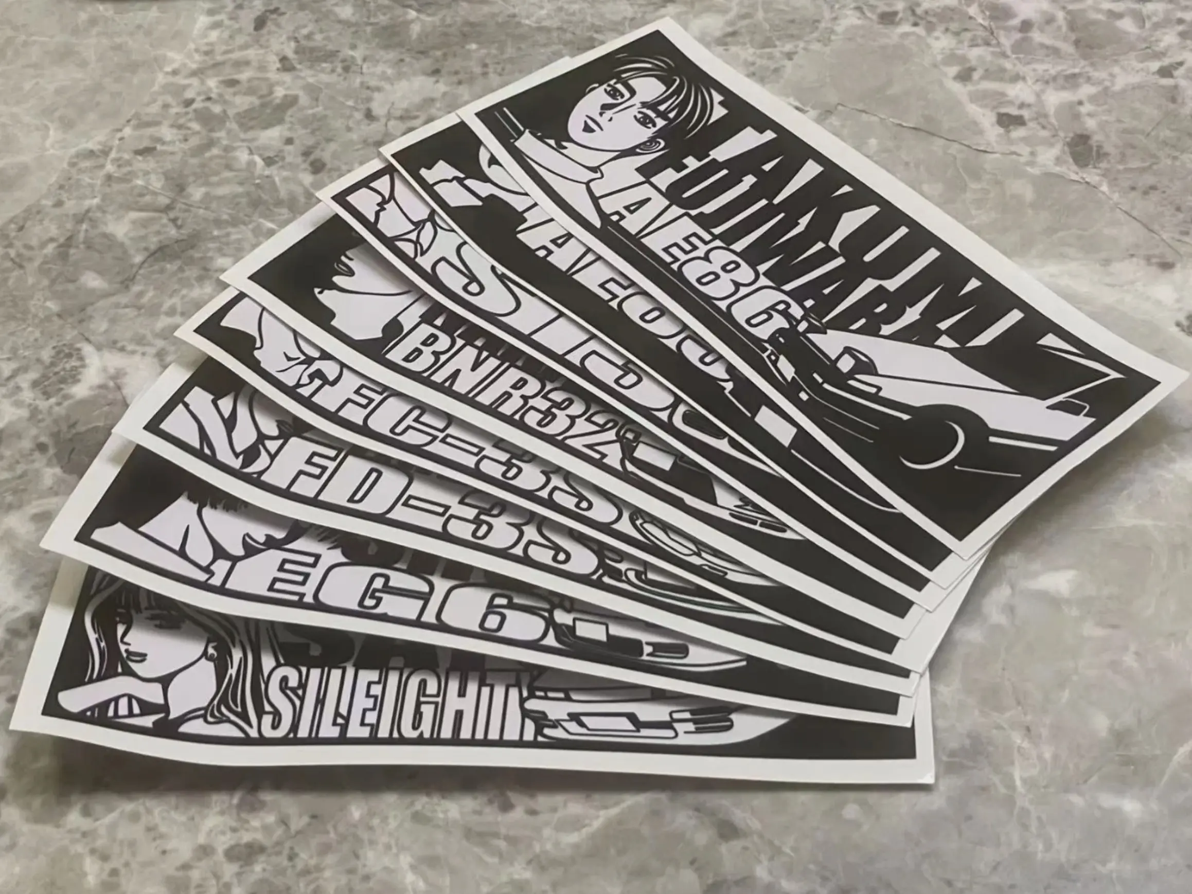 8PCS Initial D Characters Decal 6 inch Sticker Decals AE86 S13 R32 RX-7 Drift Anime JDM Car