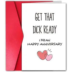 Hilarious Anniversary Card for Husband, Happy Anniversary Card Gift, One Year Cardstock for Boyfriend, (Get that Ready)