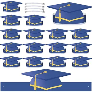 40 Pcs Paper Graduation Hats Class of 2026 Adjustable Paper Graduate Cap with 40 Elastic String for Grad Party