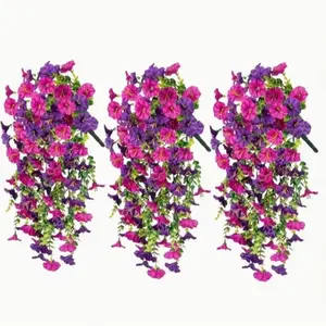 UV Resistant Artificial Hanging Flowers Set, Outdoor Garden Fake Plants, Home Wedding Decor, Vines