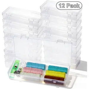 12 Pcak Transparent Craft Sewing Supplies Storage Box, Plastic Storage Containers With Lids, Rectangle Clear Boxes Storage For Beads, Jewelry Accessories, Nail Art Tools, Pens, Hand Crafts Tools