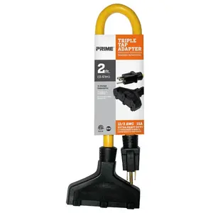 2ft 12/3 STOW Yellow Triple-Tap Adapter