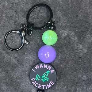 Sarcastic and Sassy NSFW Beaded Keychain with "I WANNA FACETIME" Design - Several Designs Available