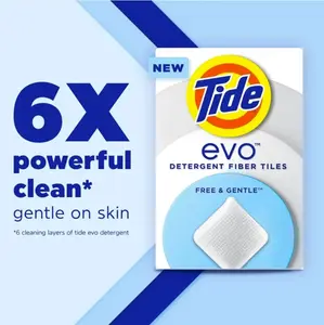 Tide evo Free & Gentle Laundry Tiles Cleaner Value Pack 40 ct for Delicate Fabrics Soft Care Solution Easy to Use Effective Clean Cleaning