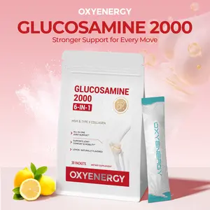 OXYENERGY Glucosamine Chondroitin MSM 2000 mg, 6 in 1 Joint Support Supplement for Men & Woman with MSM, Hyaluronic Acid & Chondroitin Sulfate, Advanced Joint Support & Repair, Fast Absorbing, 30 Packets