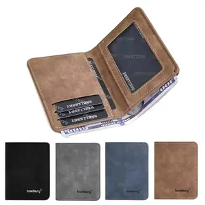 Thin Sanded Leather Multi-Card Driver's License Card Holder Simple Casual New Business Multi-Function Bifold Men's Short Wallet