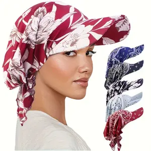 Women's Paisley Print UPF 50+ Brimmed Hijab Headscarf Sun Hat | ModestFashionTok SunSafeTok BeachTok CoquetteTok Breathable Lightweight UV Protection Head Cover Cap | for Modest Daily Wear Travel Beach Vacation Outdoor Activities