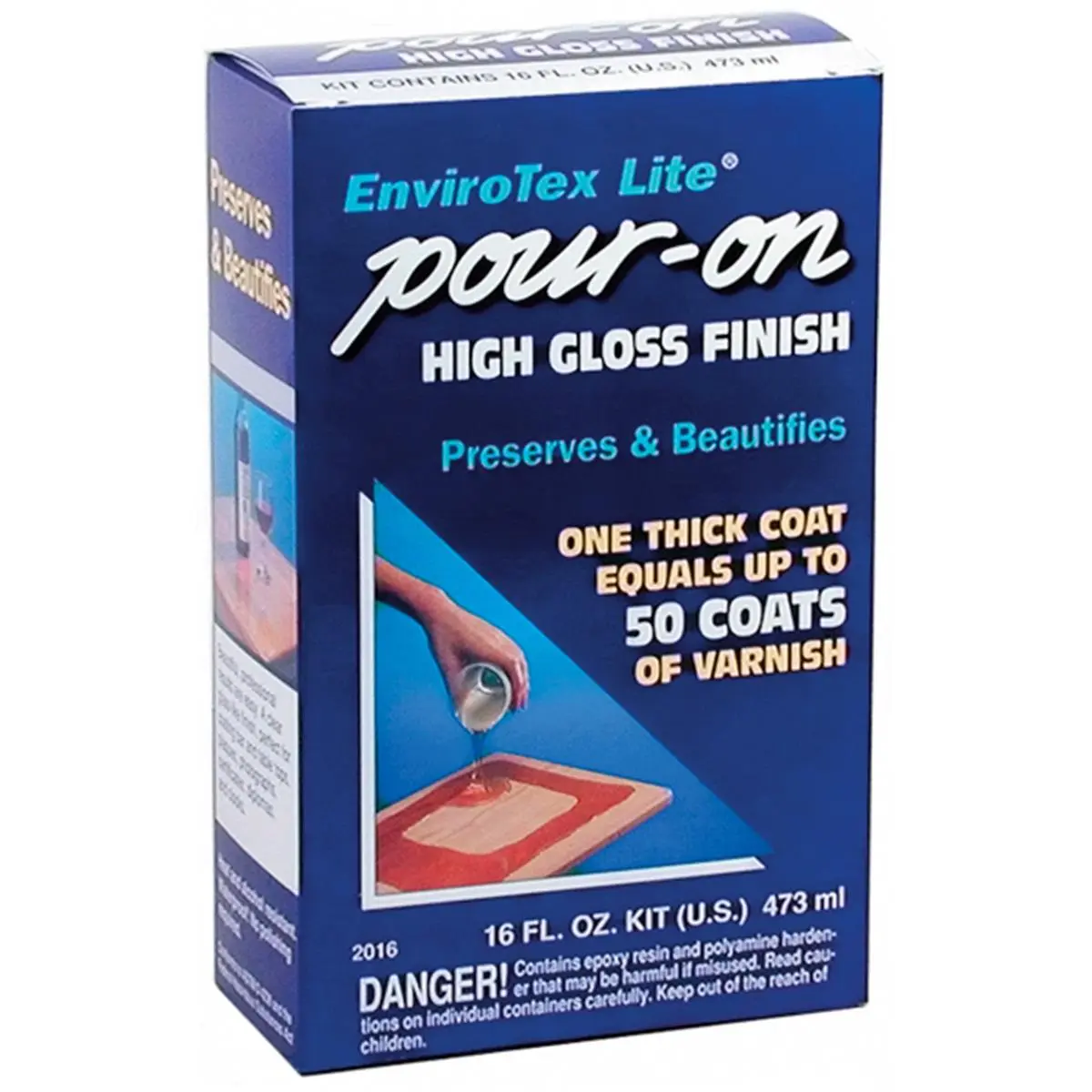 212 MAIN EnviroTex Lite Pour-On High Gloss Wood Protector - Environmental Technologies ETI02016 Thick-Coat, Multi-Surface Craft & DIY Finish