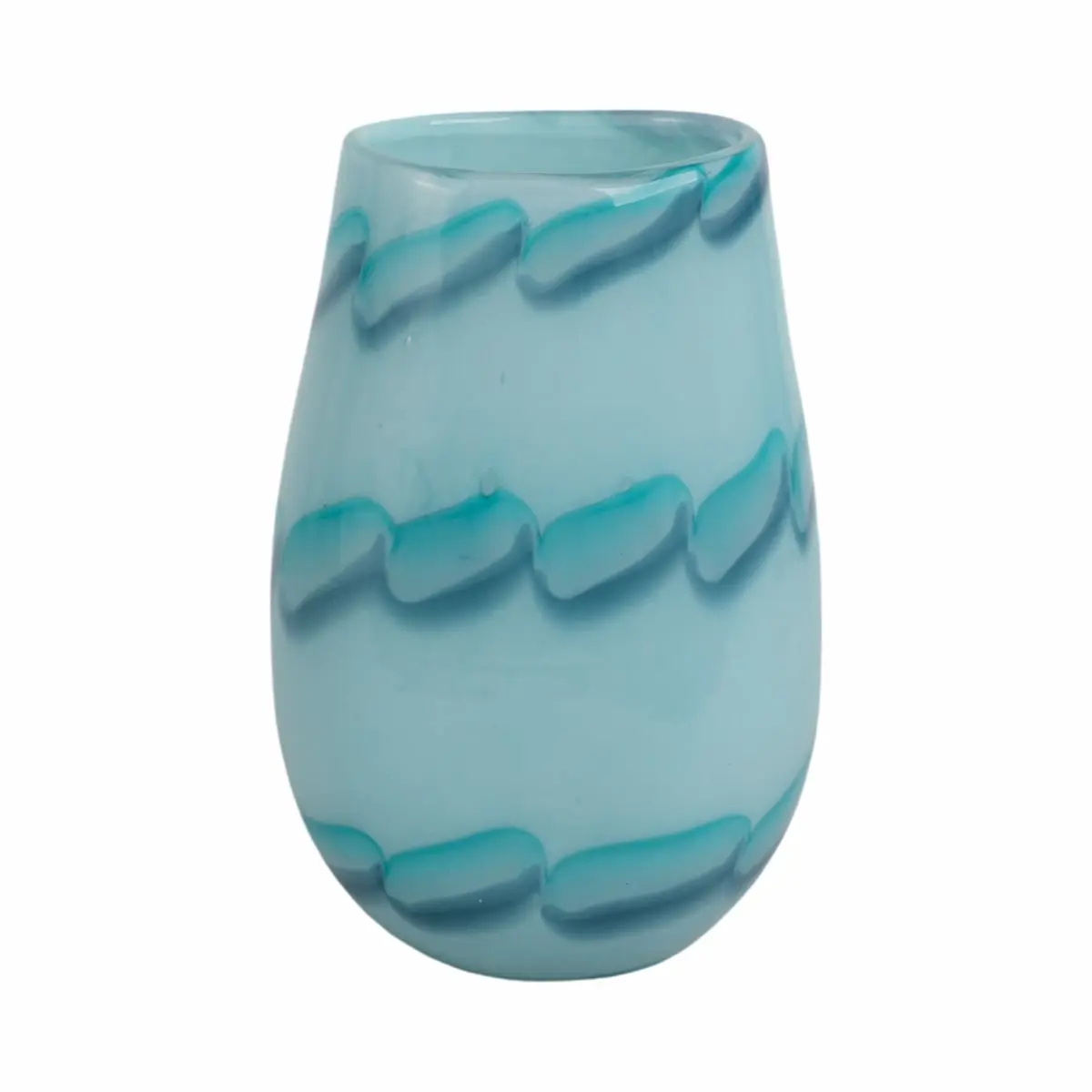 212 MAIN 9in x 6in Blue Beaded Glass Home Decor Vase, Accent Piece for Vase Fillers Displays