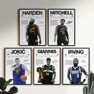 Harden,Mitchell,Jokić,Ginnis,Irving Poster, Wall Art Decor, Basketball Posters, Sports Poster Decor, Decor Ideas for Basketball Enthusiasts, High-Vibrancy Prints