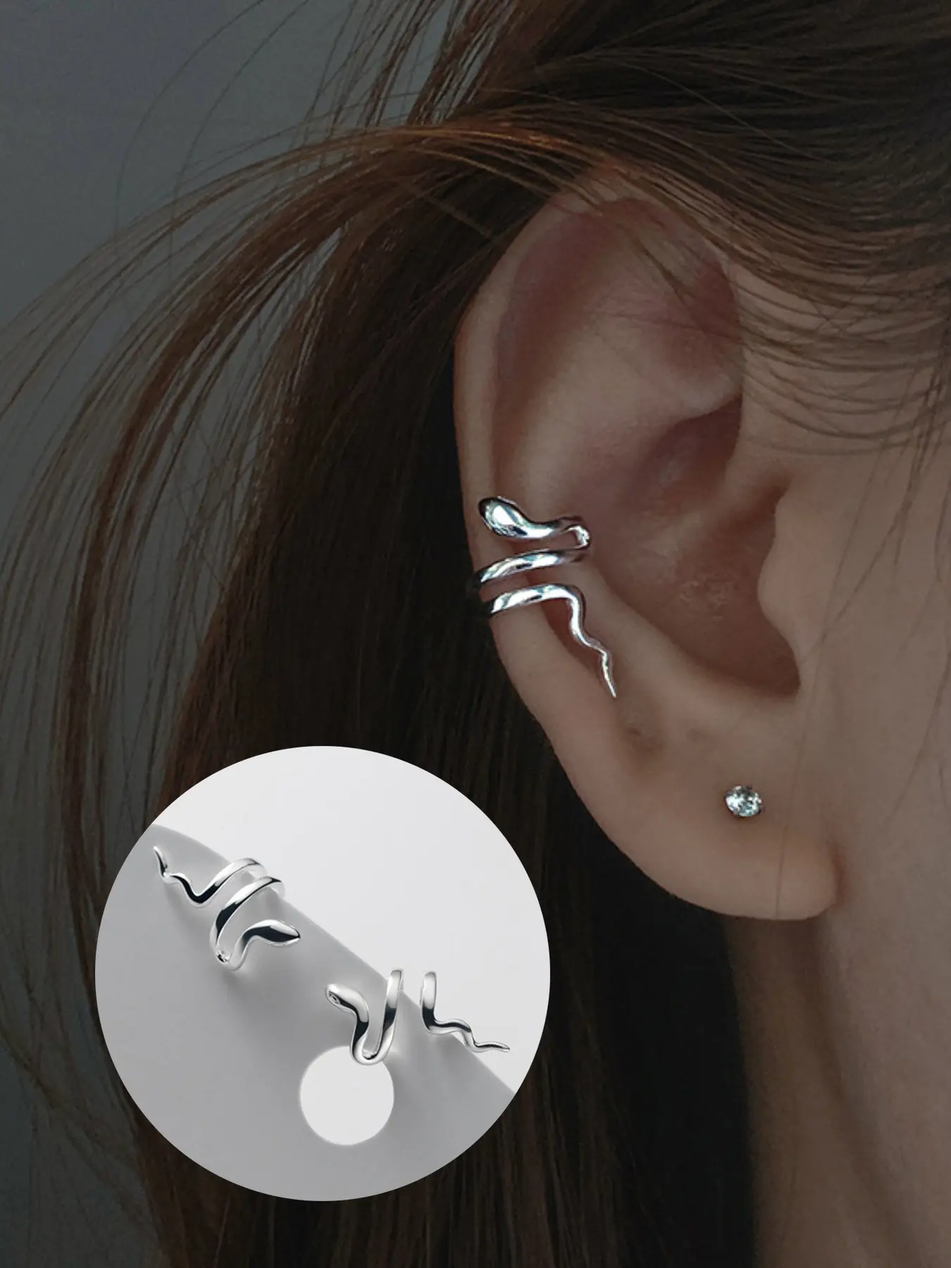 1 Pair Punk Snake Shaped Ear Cuff Earrings for Women Punk Style Earrings Non Piercing Trendy Ear Cuff Fake Earrings Stainless Steel Ear Cuffs Clip On Earrings Non Piercing Jewelry Earcuff Non Pierced Jewelry