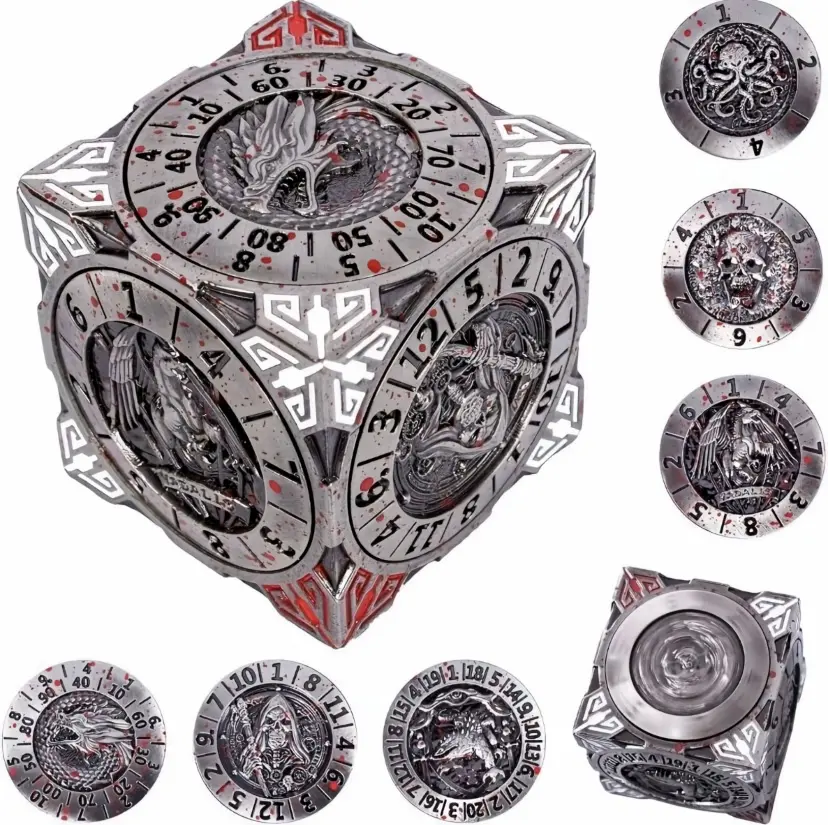 Solid Metal D6 Rotating Dice Cube, Smooth Spin Heavy Metal Fidget Dice, Premium EDC Desk Toy for DND, Dungeons & Dragons, Pathfinder, Warhammer 40K, RPG Tabletop Games, Dice Collector Gift, Dungeon Master Accessory