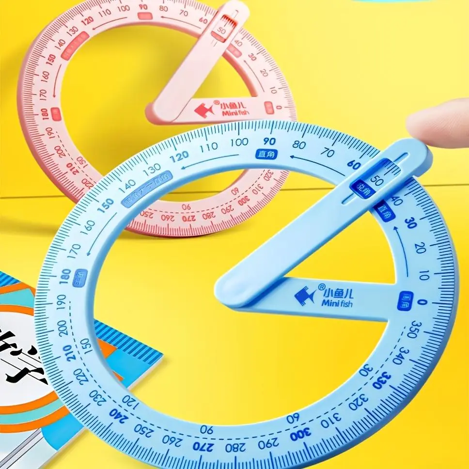 360-Degree Rotating Protractor - Precision Angle Measuring Tool for Drafting & Drawing, Durable Plastic Construction, Essential Office Supplies