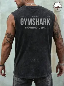 1 Piece Men‘s Gymshark Training Tank Top, Vintage Athletic Division Print, 100% for Gym Workouts and Street Style