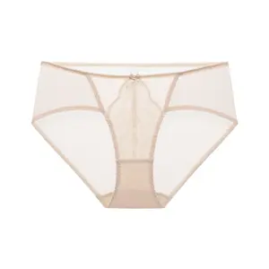 Lacsper Comfort Mesh Floral Lace High-Rise Mid-Rise Brief No Digging Plus Size Underwear