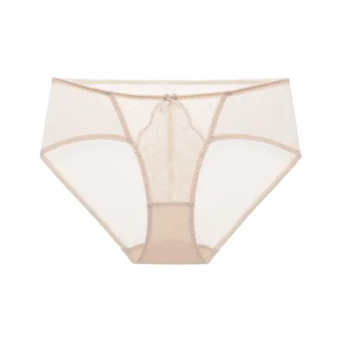 Lacsper Comfort Mesh Floral Lace High-Rise Mid-Rise Brief No Digging Plus Size Underwear