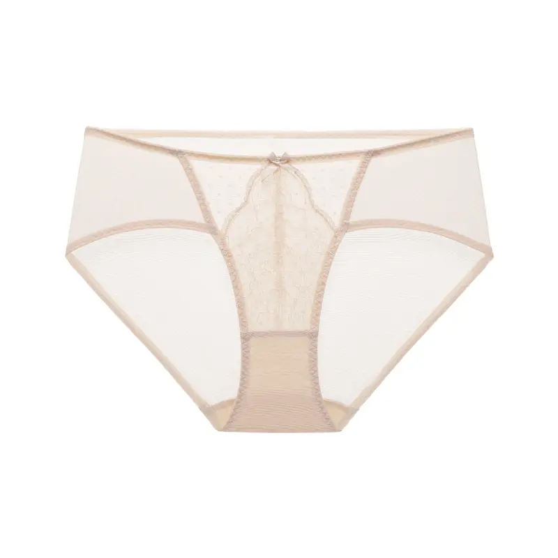 Lacsper Comfort Mesh Floral Lace High-Rise Mid-Rise Brief No Digging Plus Size Underwear