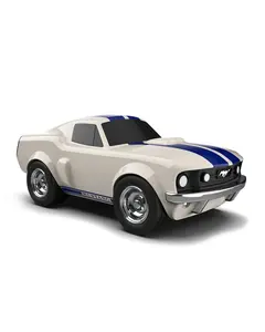 Racing Car Ford Mustang White with Blue Stripes